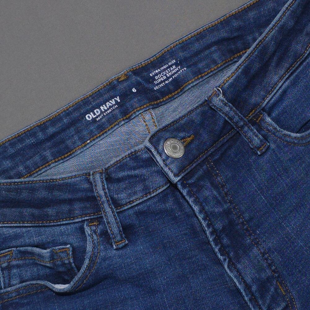 Old Navy Rockstar Super Skinny Jeans Girls Size 6 Extra High Rise Distressed